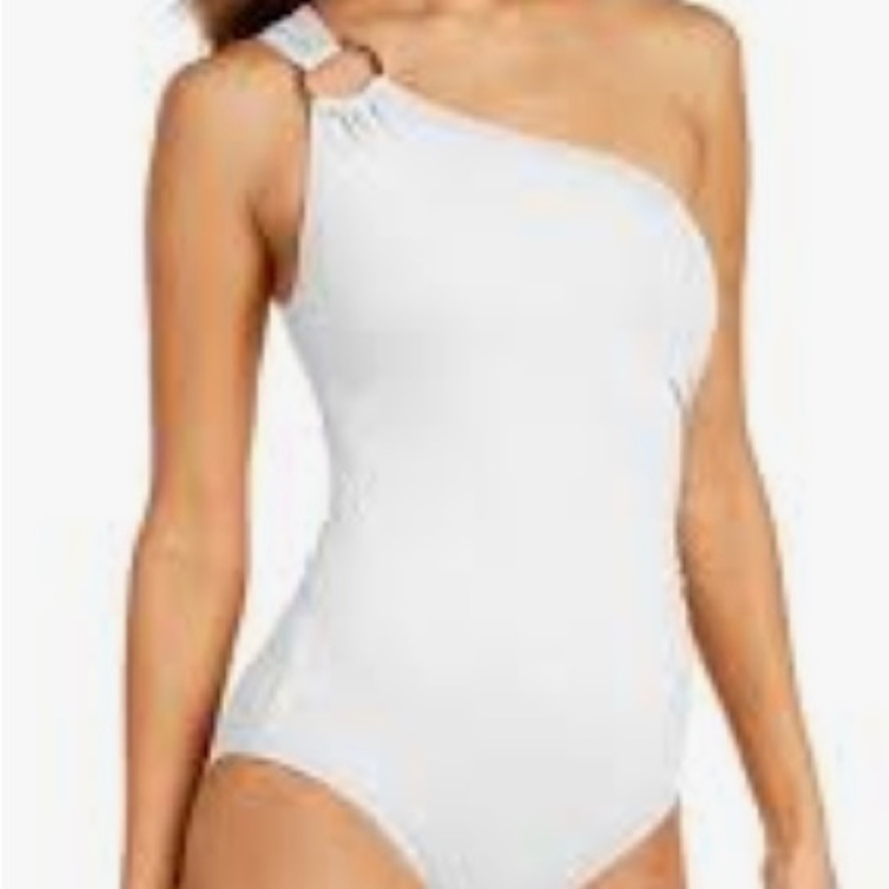 NWT white one shoulder size 14 one piece swimsuit